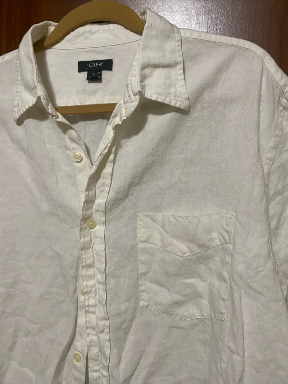 J. Crew White Short-Sleeve Linen Button-Down Shirt